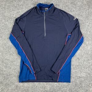 Icebreaker Merino Mens Size L Navy Blue 1/4 Zip Pullover Long Sleeve Base Layer